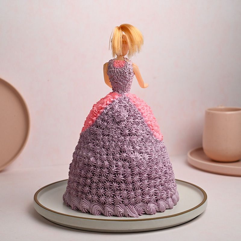 Back View of Artistic Barbie Cake