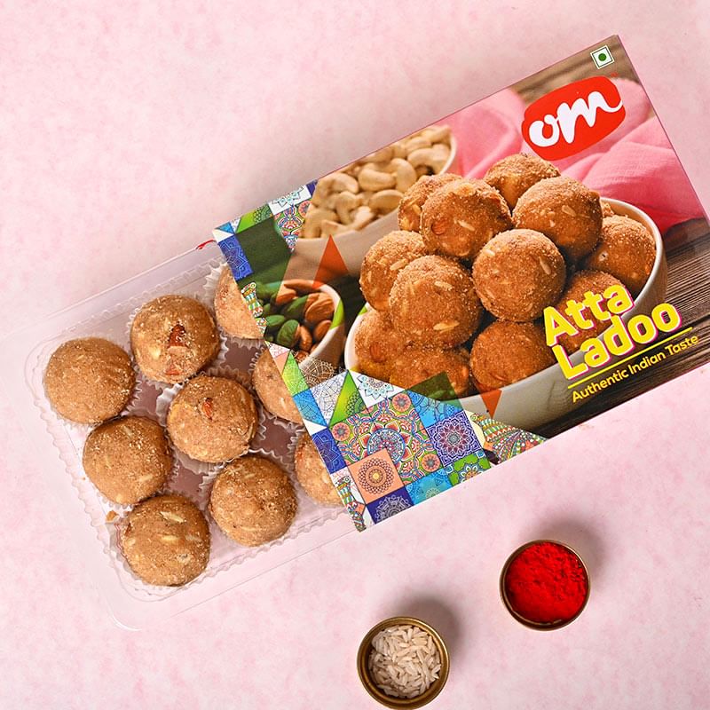 Atta Ladoo With Mor Pankh Rakhi-UAE