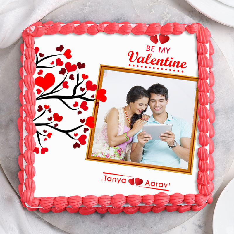 valentine special photo cake - Top View