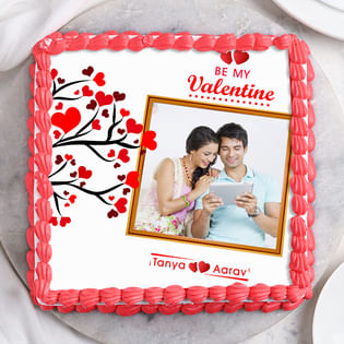 valentine special photo cake - Top View