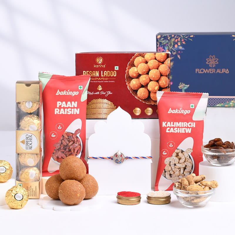 Auspicious Ganesha Rakhi With Gourmet Treats