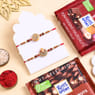 Auspicious Golden Rakhi Duo With Nuts N Chocolate