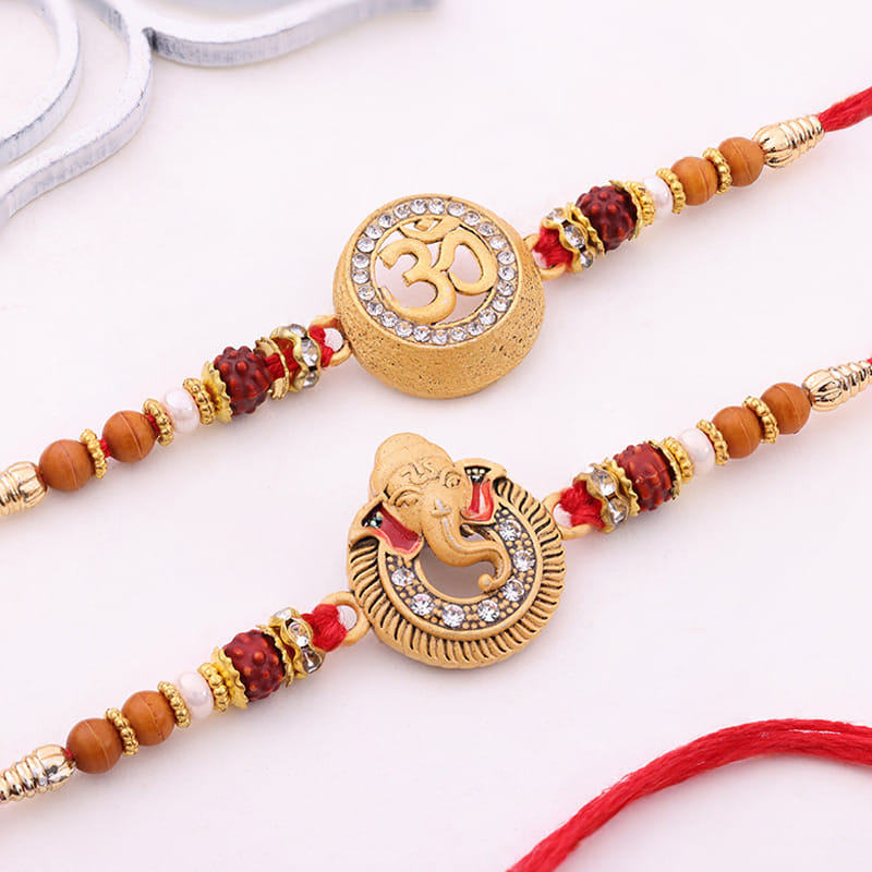 Om N Ganesha Rakhi Duo With Choco Truffle Cake