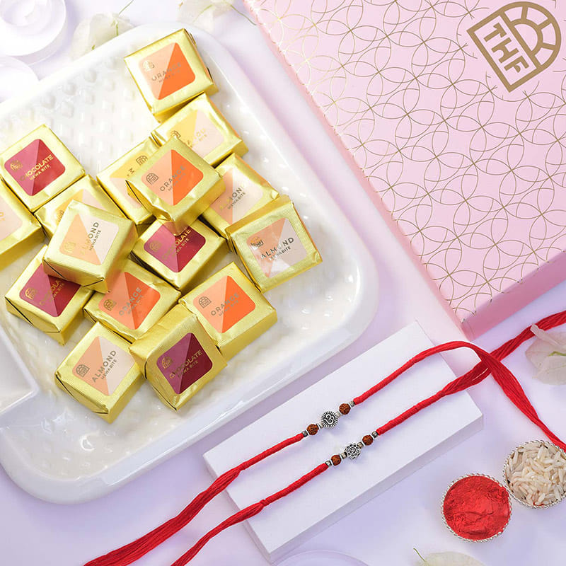 Auspicious Rakhi Duo With Assorted Mewa Bites