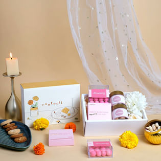Auspicious Rudraksha Rakhi N Sweet Nutty Hamper
