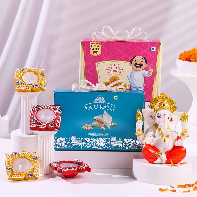 Auspicious Sweets N Diyas Festive Hamper