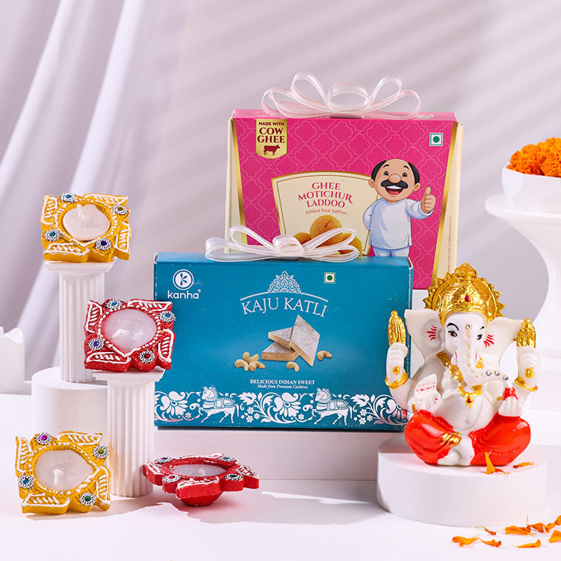Auspicious Sweets N Diyas Festive Hamper