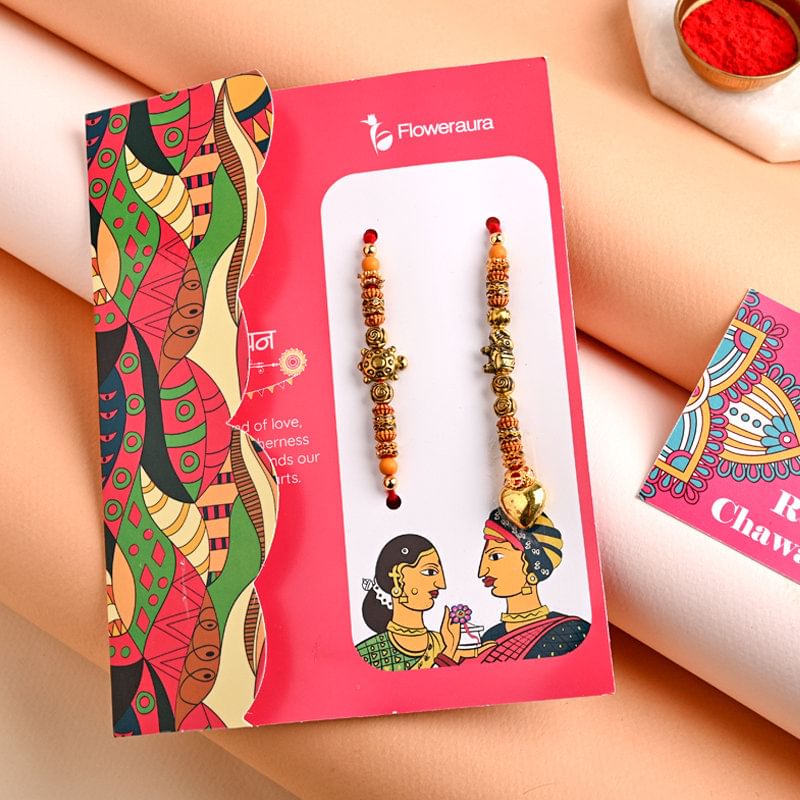 Order Lumba Rakhi for Bhaiya bhabhi in USA - Austere Couple Rakhi Set