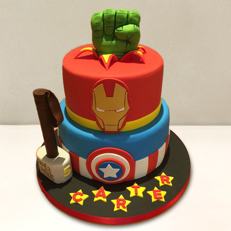 Avengers Themed Two Tier Kids Cake