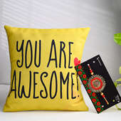 Awsome Rakhi And Cushion Combo