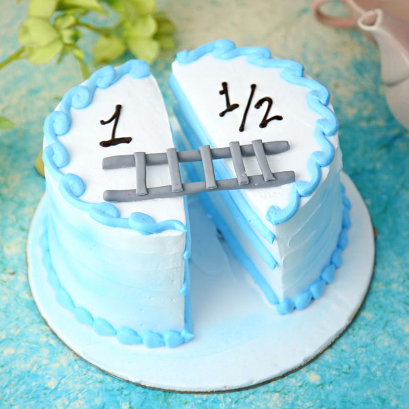 Baby Blue Half To One Kids Cake