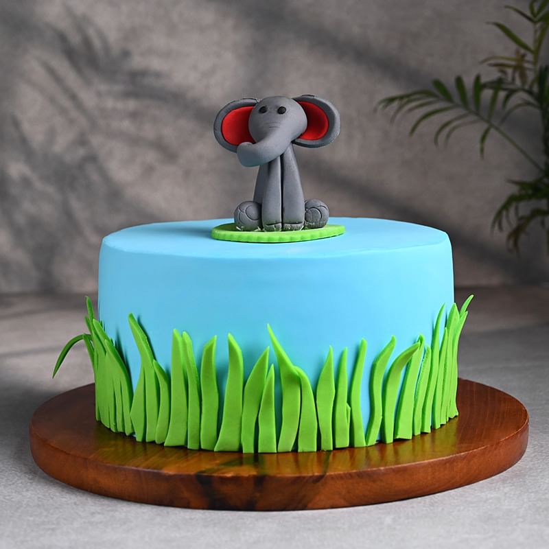 Baby Elephant Jungle Theme Cake