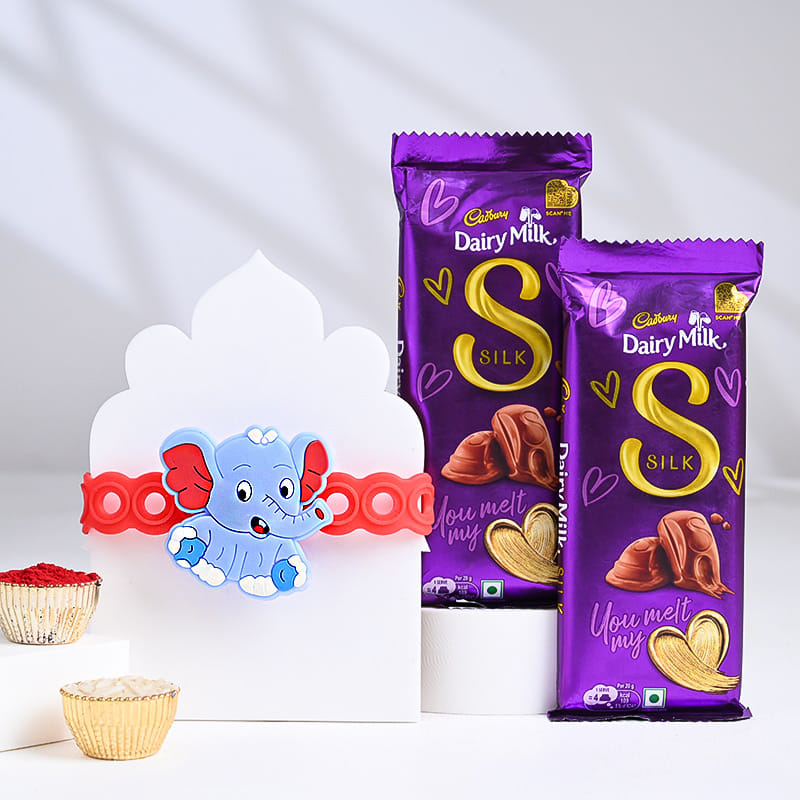 Baby Elephant Kids Rakhi With Chocolate Bars