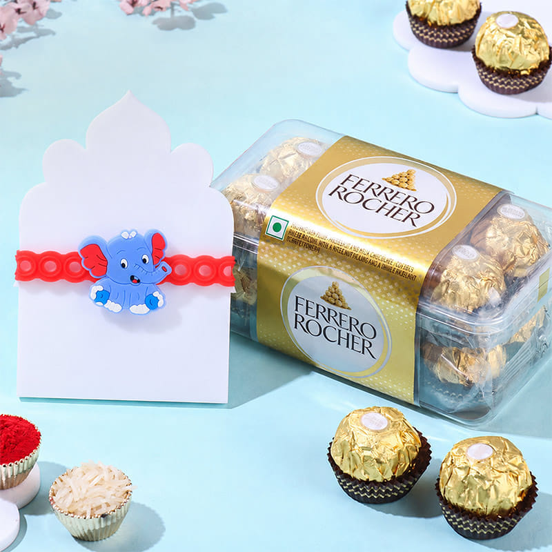 Baby Elephant Kids Rakhi With Ferrero Rocher