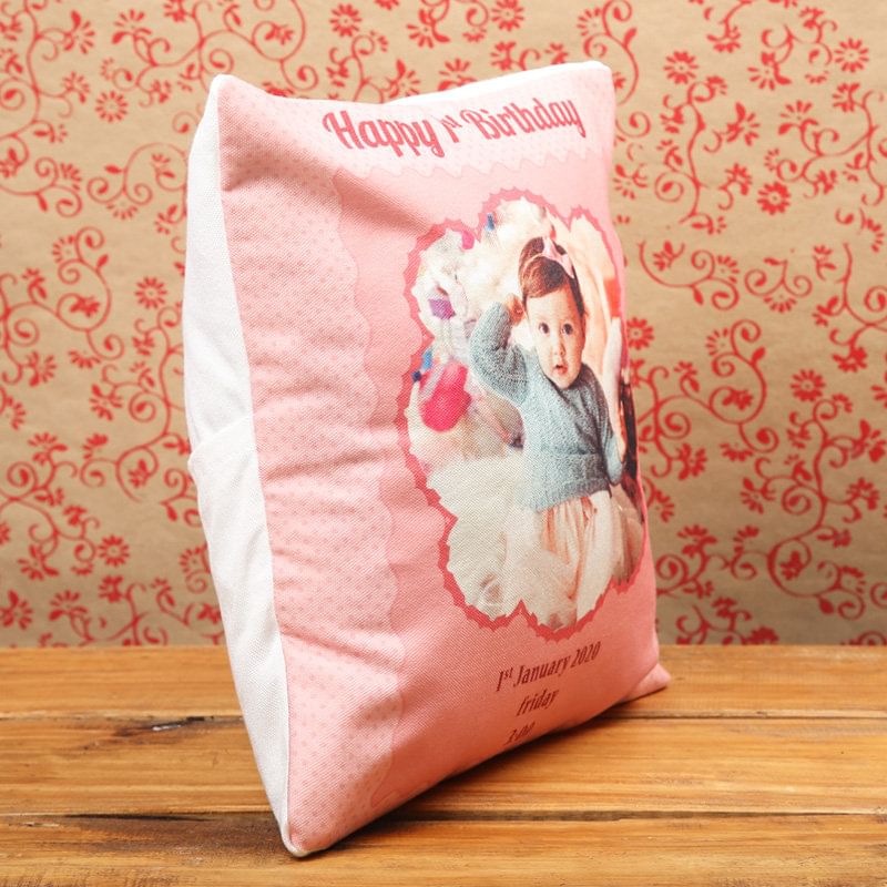 First B'day Cushion - Side View