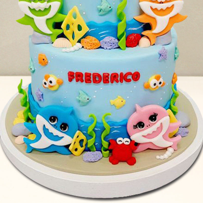 Baby Shark Family Two Tier Fondant Cake: Order Online