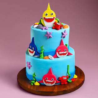 Baby Shark Two Tier Theme Cake