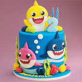 Baby Sharks Ocean Party Cake