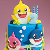 Baby Sharks Ocean Party Cake