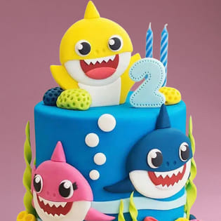 Baby Sharks Ocean Party Cake