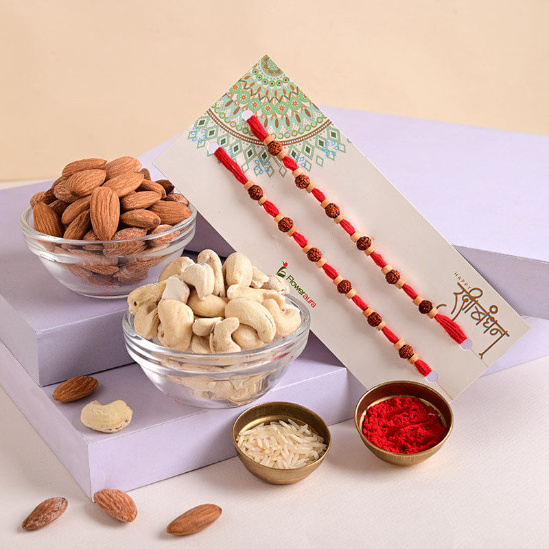 Badam N Kaju With Rudraksha Rakhi Delivery in Australia