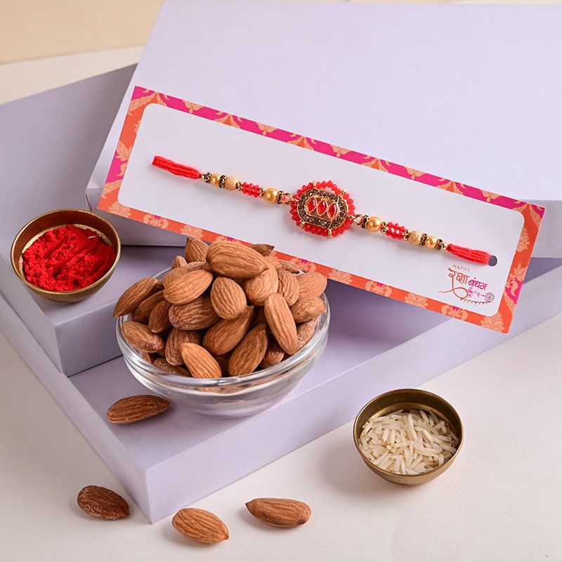 Traditional Designer Rakhi With Almonds