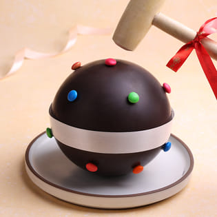 Round Shaped Chocolate Pinata Cake for Birthday