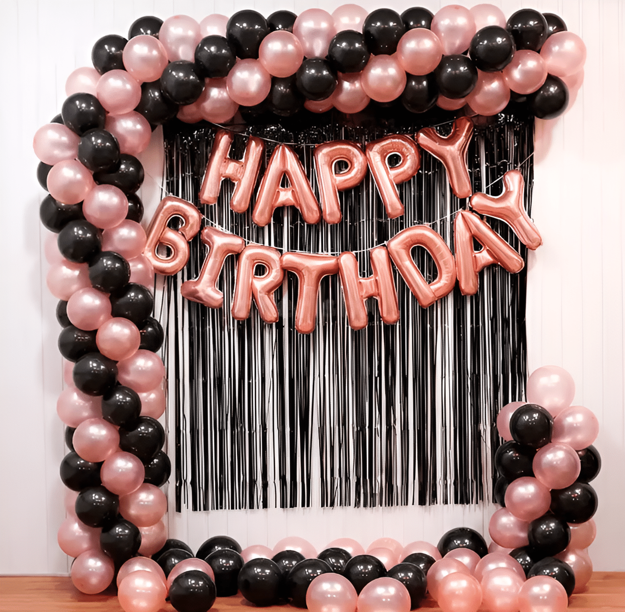 Midnight Blush Birthday Balloon Decor