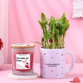 Bamboo Plant In Love Mug With Vanilla Candle