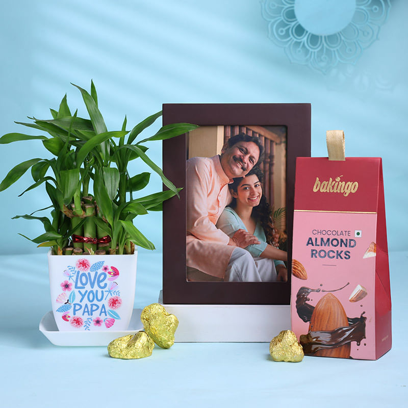 Bamboo Plant Personalised Frame N Treats For Dad