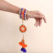 Golden Stone Bangle Rakhi Set For Bhabhi