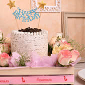 1 Kg Oreo Cake With 12 Pink Roses