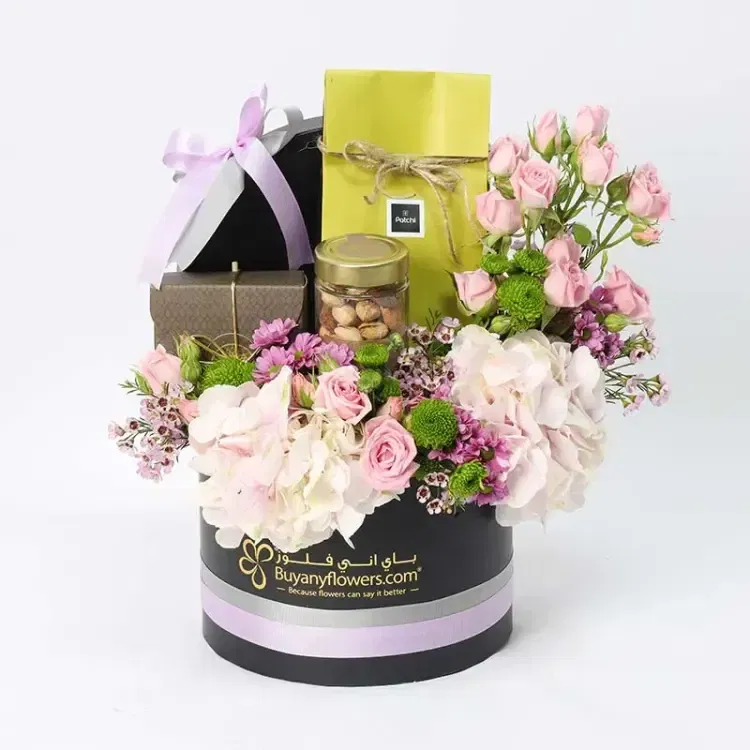 Mixed Blooms N Gourmet Treats Hamper
