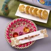 Batista Slice With Decorative Thali N Ganesha Rakhi