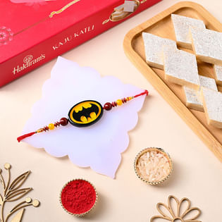 Batman Charm Rakhi With Haldirams Kaju Katli
