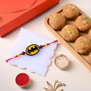 Batman Rakhi With Haldiram Besan Laddo
