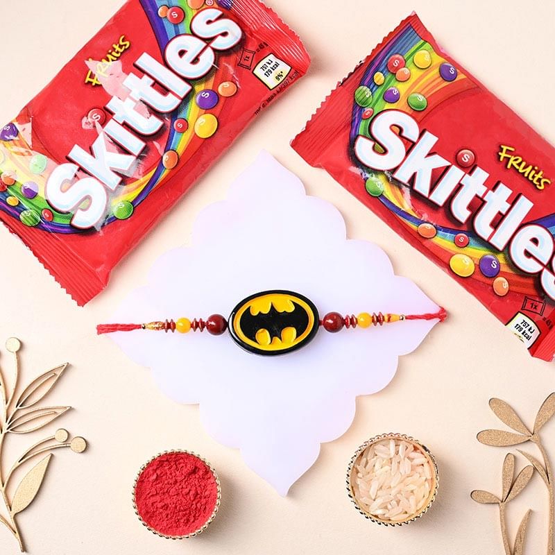 Batman Rakhi With Skittles Chocolates