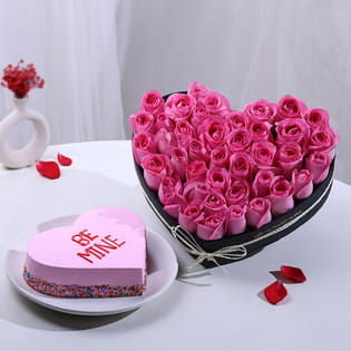 Be Mine Roses N Choco Cake Combo