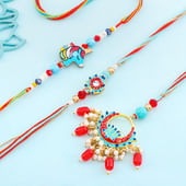 Beaded Bhaiya Bhabhi Rakhi N Unicorn Rakhi Combo