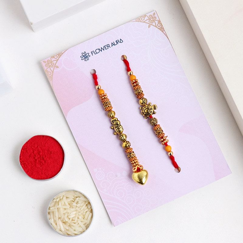 Beaded Bhaiya Bhabhi Rakhi With Cashew N Ferrero Rocher