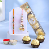 Beaded Bhaiya Bhabhi Rakhi With Ferrero Rocher