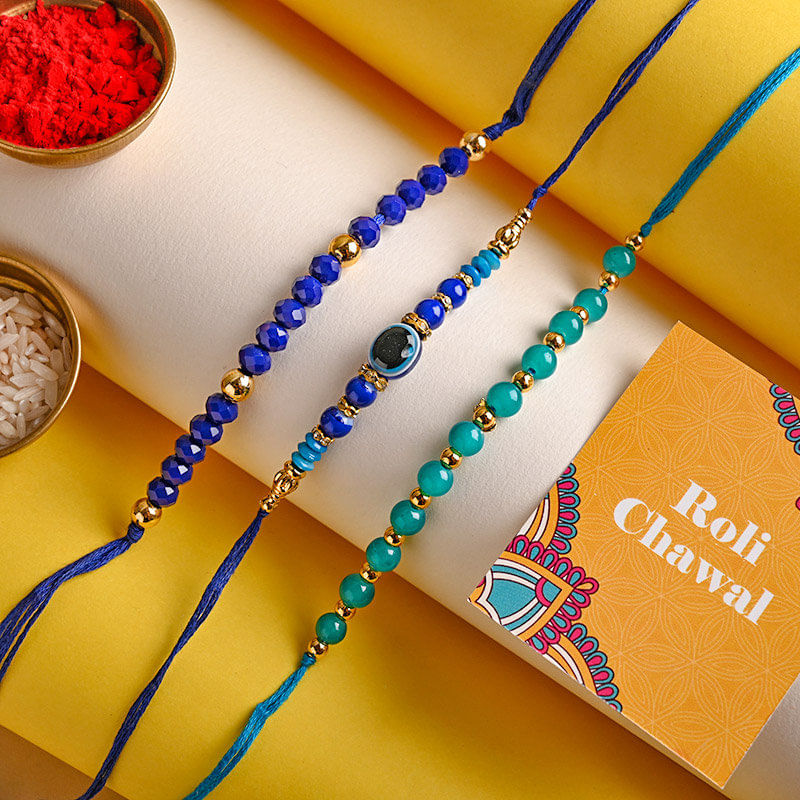 Beaded Crystal Rakhi Trio - Send Rakhi Online to Canada
