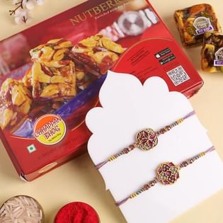 Beaded Designer Rakhi Duo With Nutberry