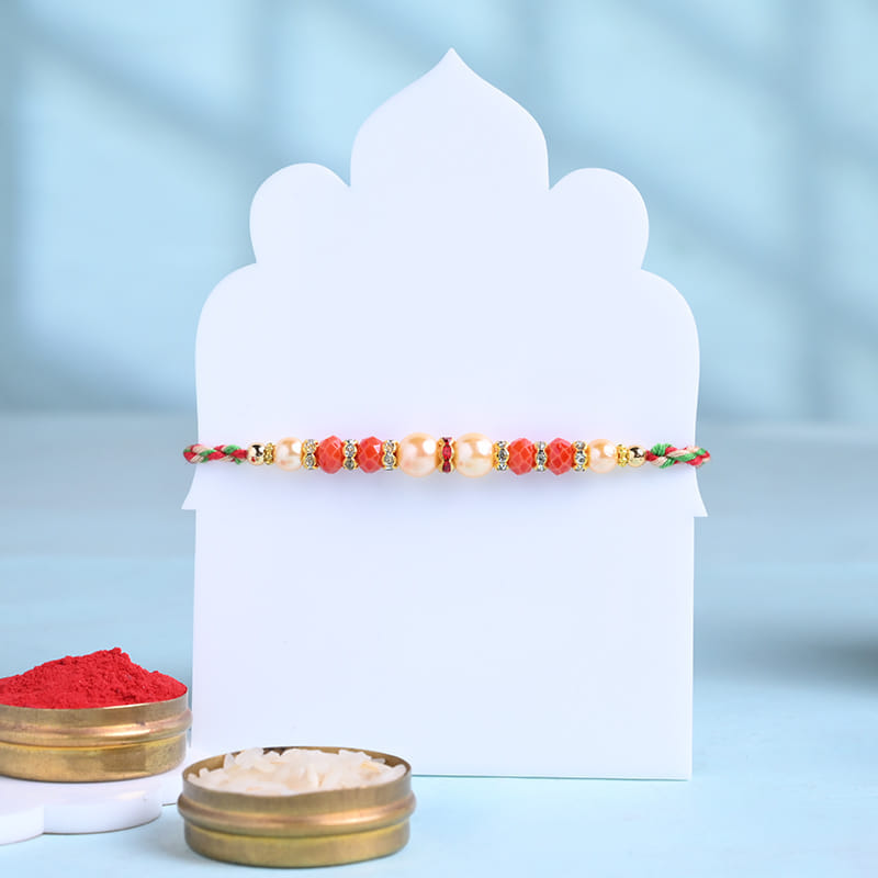 Beaded Designer Rakhi With Gulab Jamun