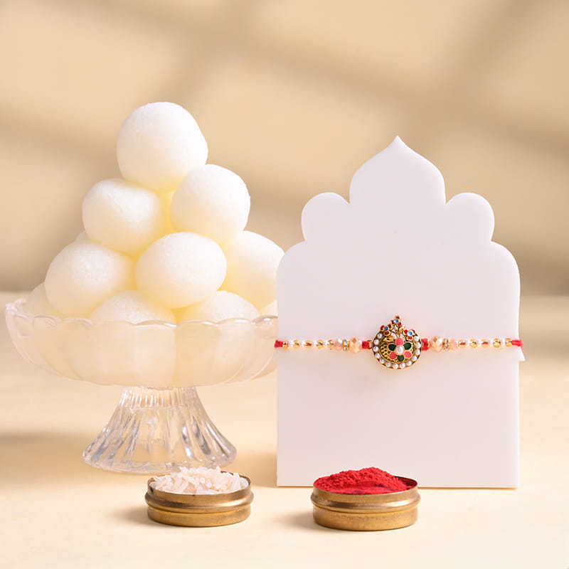 Beaded Designer Rakhi With Rasgulla