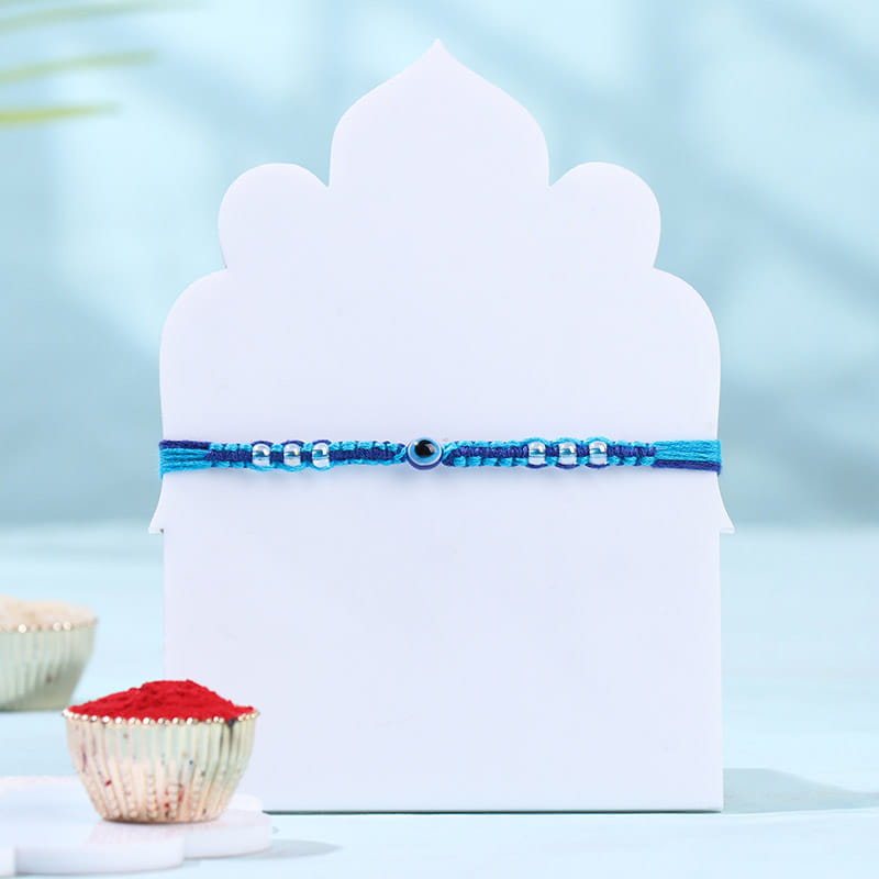 Beaded Evil Eye Rakhi With Baklava Box