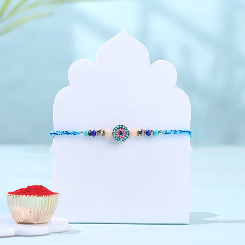 Beaded Evil Eye Rakhi With Chocolates