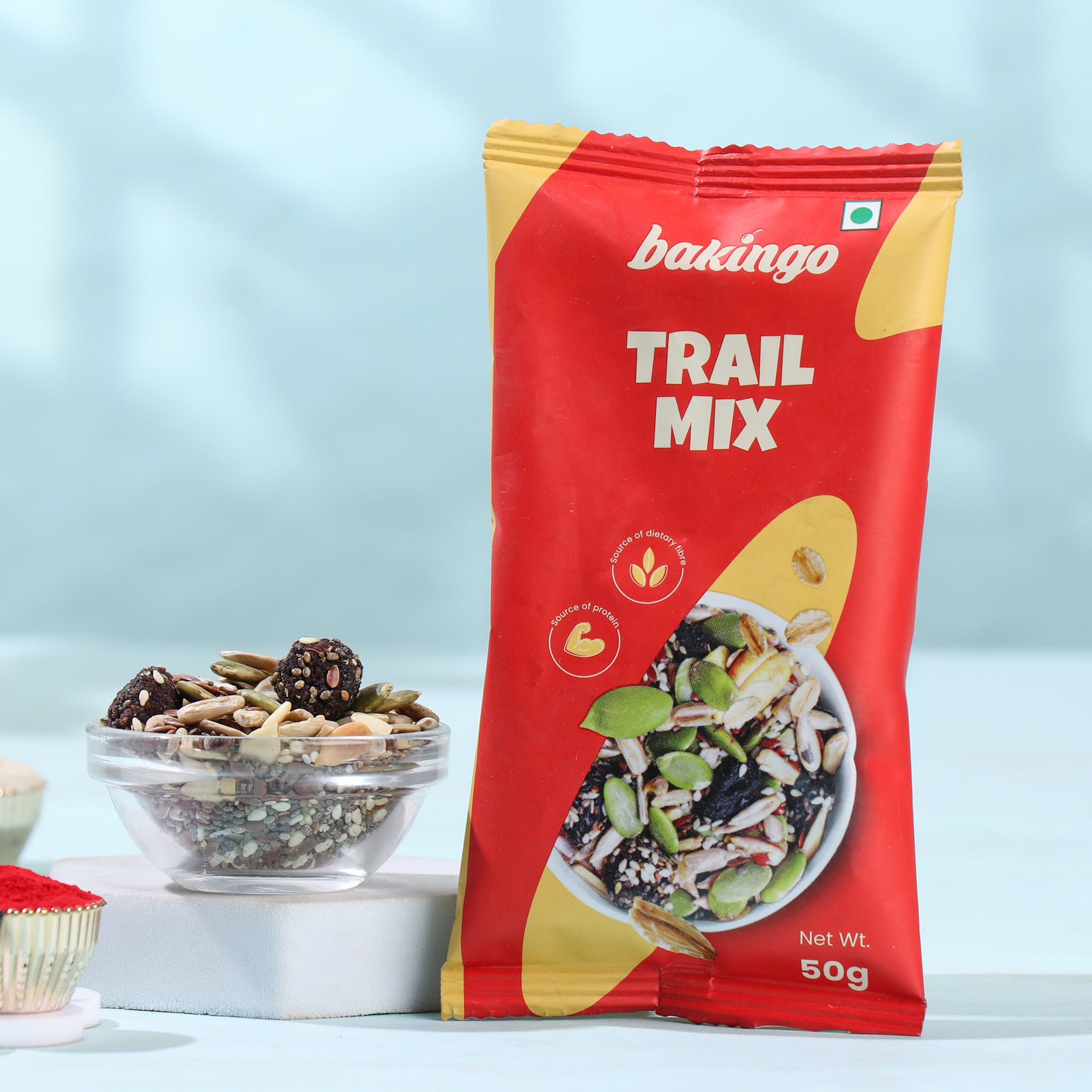 Beaded Ganesha Rakhi With Badam Bite N Trail Mix