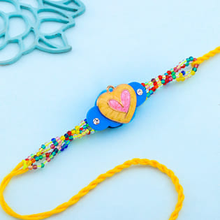 Beaded Heart Motif Rakhi