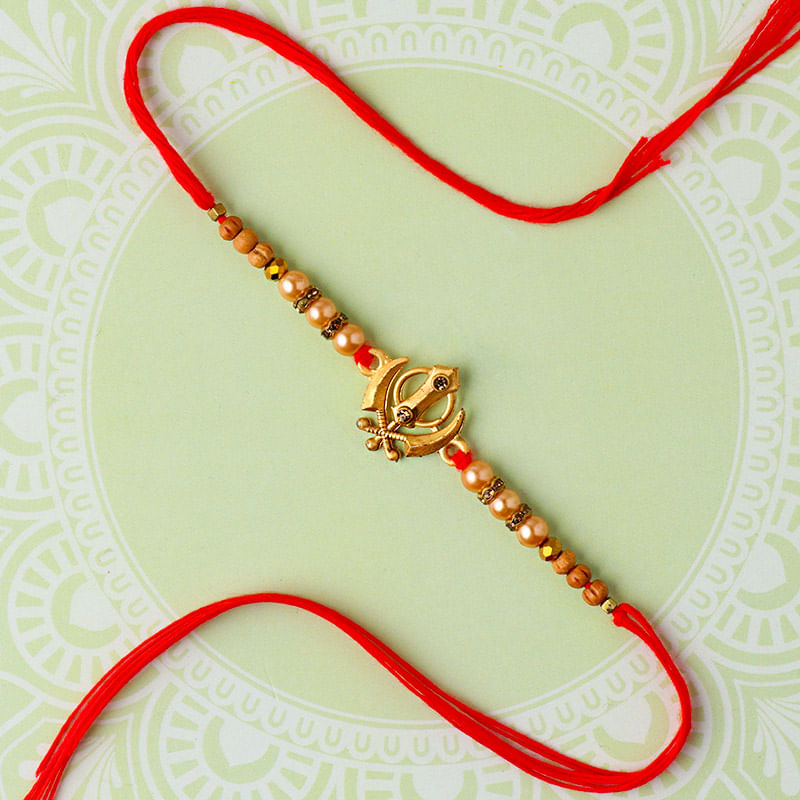 Order Beaded Khanda Rakhi Online from FlowerAura - Designer Rakhi